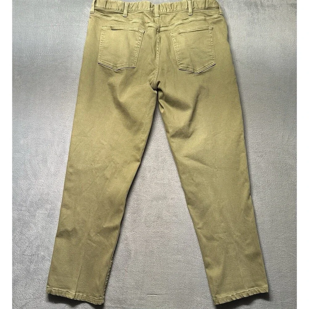 Lands End Mens 38 Square Rigger Traditional Fit Jeans Green Stretch Denim EUC